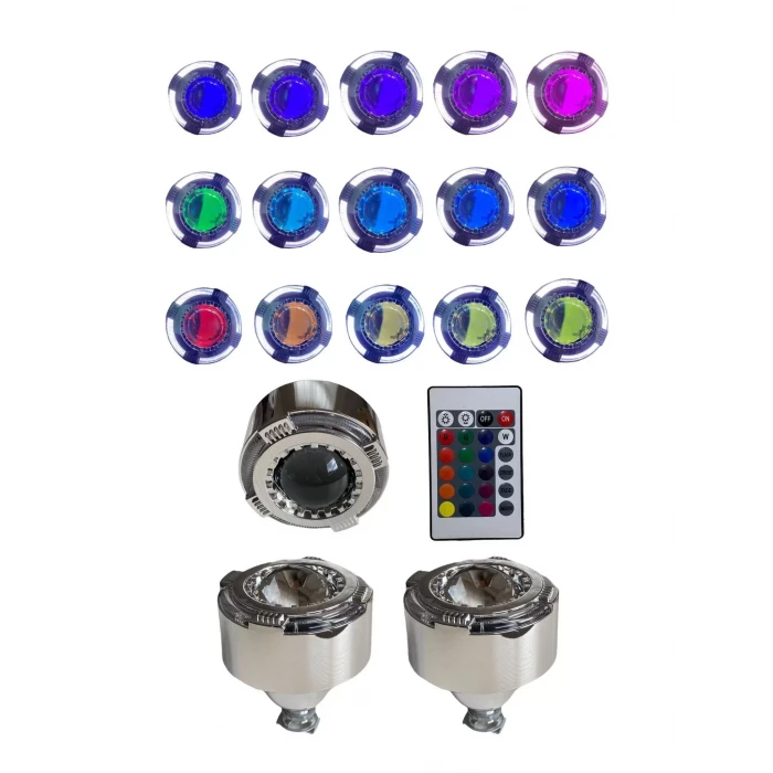 2.5 İNÇ KESİK YUVARLAK Bİ-XENON MERCEK BEYAZ ANGEL + RGB ŞEYTAN GÖZ