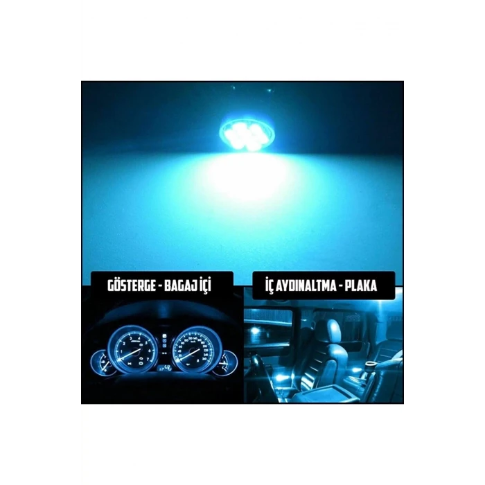 4 LEDLİ PLASTİK T10 BUZ MAVİ