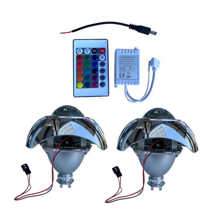 3 İNÇ DÜZ Bİ-XENON MERCEK MODELLİ KAPAK RGB ŞEYTAN GÖZ