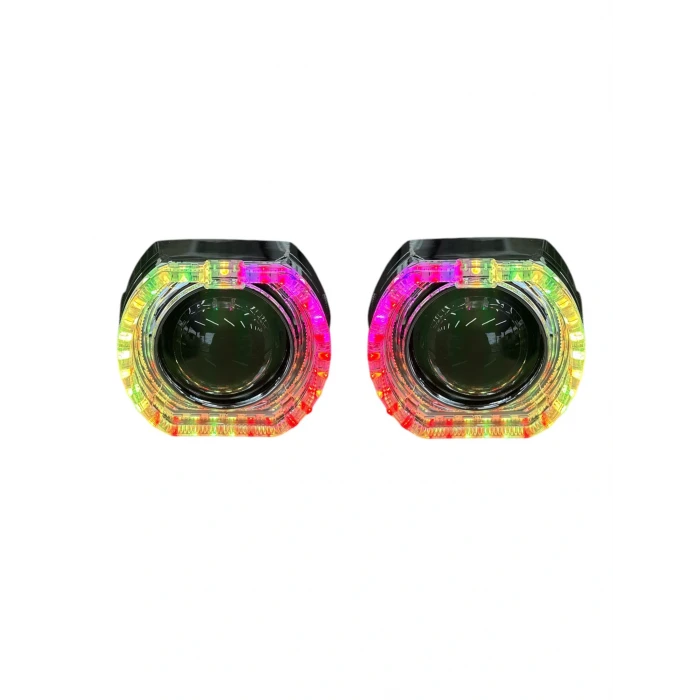 2.5 İNÇ DÜZ Bİ XENON MERCEK KARE MODEL PİXEL ANGELLİ KAPAK SET