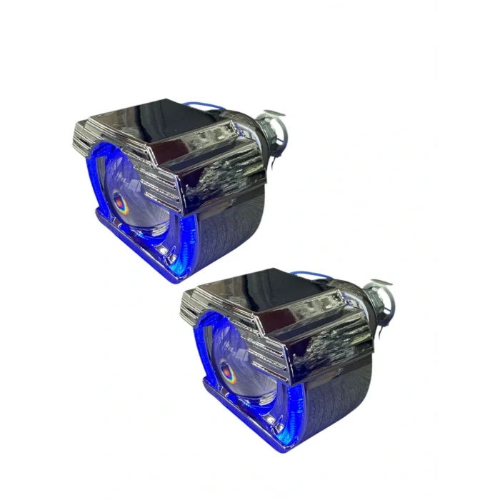 2.5 İNÇ DÜZ Bİ XENON MERCEK KESİK U MAVİ ANGELLI KAPAK SET