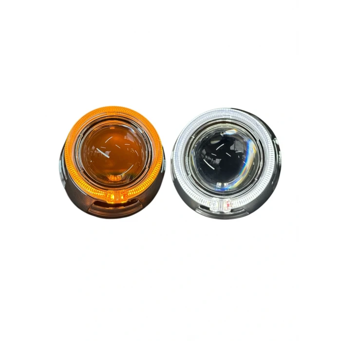3 İNÇ Bİ XENON MERCEK + CY6 MODEL TURUNCU BEYAZ SİNYALLİ ANGELLİ KAPAK SET