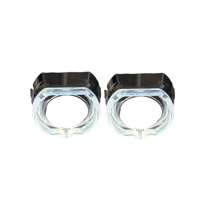 3 İNÇ Bİ XENON MERCEK KARE MODEL TURUNCU BEYAZ ANGELLİ KAPAK SET