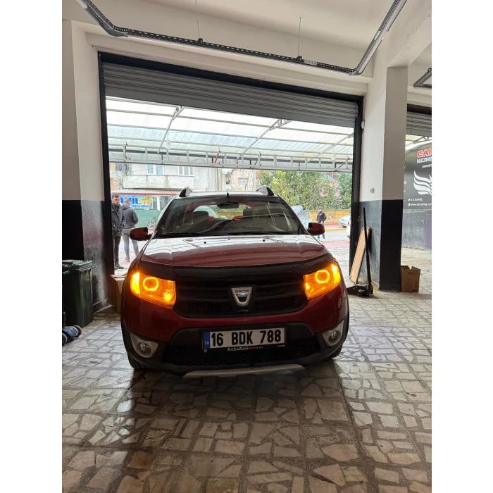 3 İNÇ Bİ XENON MERCEK KARE MODEL TURUNCU BEYAZ ANGELLİ KAPAK SET