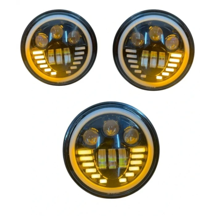 H4 SOKETLİ YUVARLAK SİNYALLİ ÇALIŞMA LAMBASI 2Lİ SARI BEYAZ  GZD0542