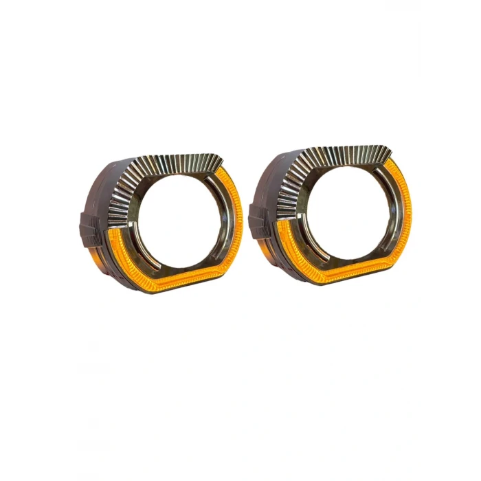 2.5 İNÇ DÜZ Bİ XENON MERCEK J MODEL TURUNCU BEYAZ SİNYALLİ  ANGELLİ KAPAK SET