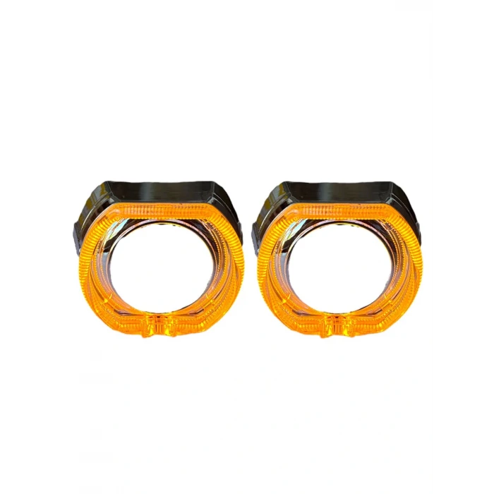 2.5 İNÇ DÜZ Bİ XENON MERCEK KARE MODEL TURUNCU ANGELLİ KAPAK SET