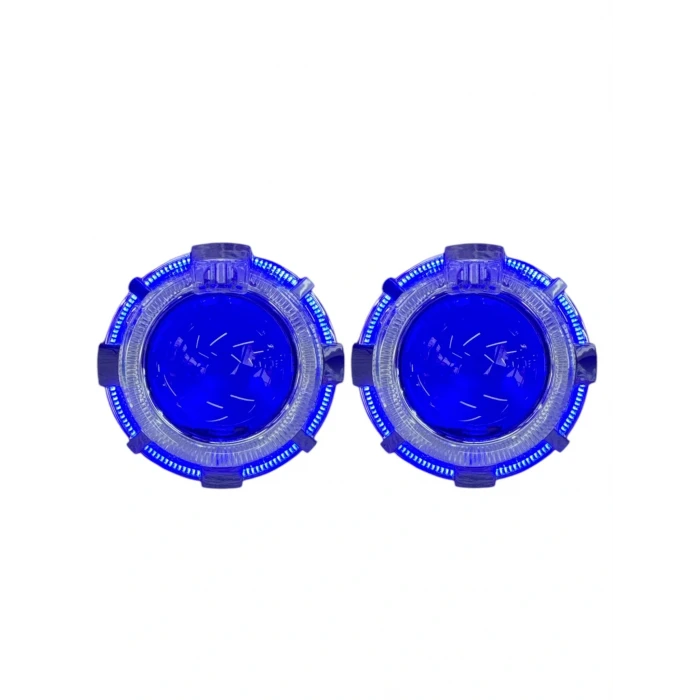 2 İNÇ Bİ LED PROJECTÖR MERCEK  C15 MAVİ BEYAZ  YUVARLAK ANGEL KAPAK