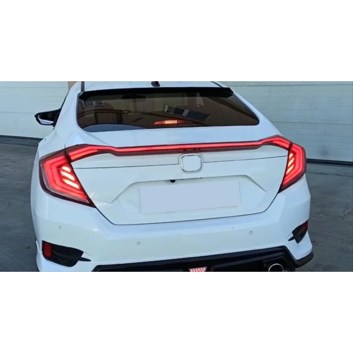 HONDA CIVIC FC5 2016-2021 HAREKETLI SINYALLI LED STOP VE SPOILER TAKIMI KIRMIZI