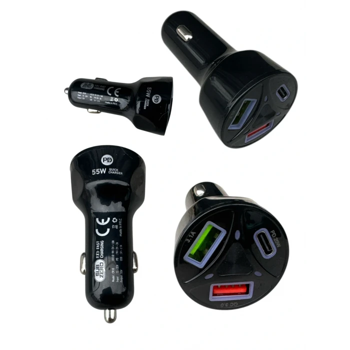 2 USB 1 TYPE-C ÇAKMAKLIK ŞARJ CİHAZI