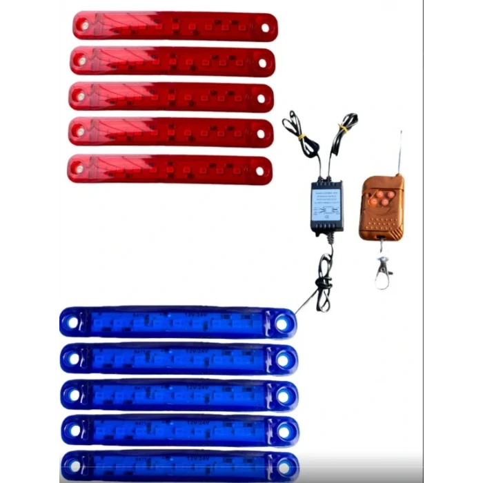 UZAKTAN KUMANDALI 9 LEDLİ 10 ADET PARMAK LED KIRMIZI MAVİ