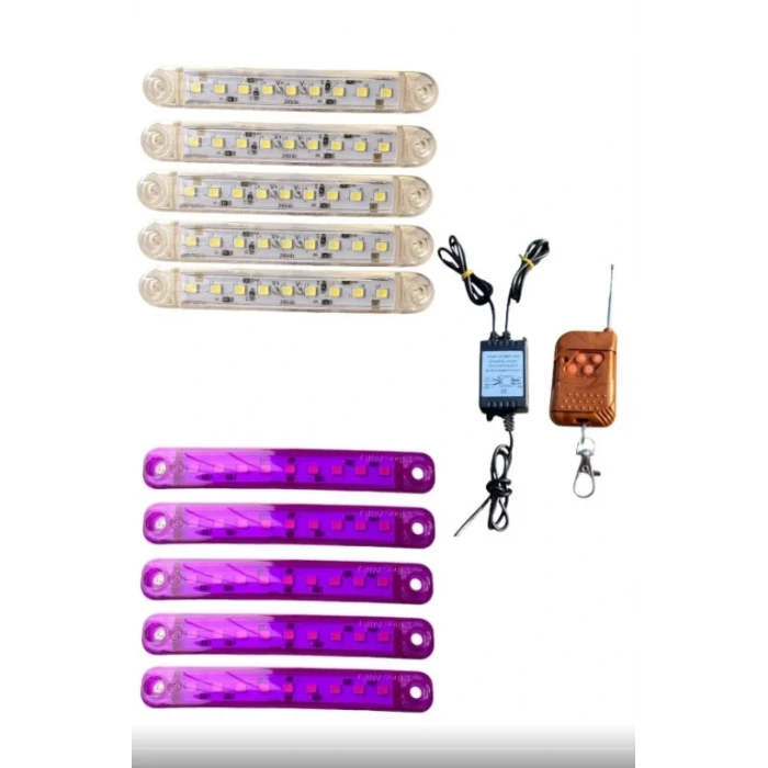 UZAKTAN KUMANDALI 9 LEDLİ 10 ADET PARMAK LED MOR BEYAZ