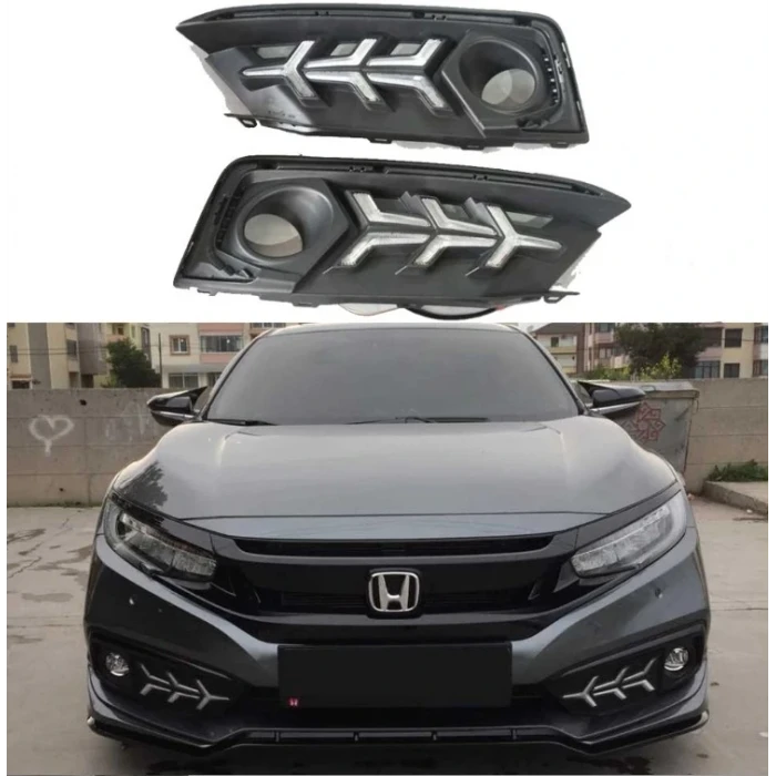 HONDA CİVİC FC5 MAKYAJLI ÖN SİS LEDİ UÇAK DİZAYN 2019-2020