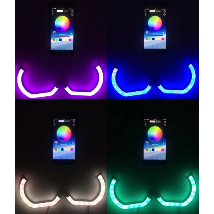 L Tipi 4 Adet Uzaktan Kumandalı Rgb Angel 16 Renk 100mm ve 125mm