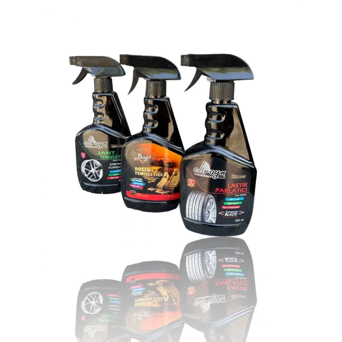 LASTİK PARLATICI DÖŞEME TEMİZLEYİCİ JANT TEMİZLEYİCİ 3 LÜ OTO BAKIM SETİ