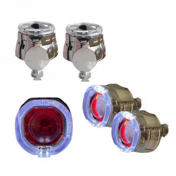 2.5 İNÇ KARE ANGELLI Bİ-XENON MERCEK BEYAZ ANGEL + KIRMIZI ŞEYTAN GÖZ G261S RED WHİTE