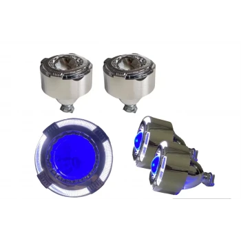 2.5 İNÇ KARE ANGELLI Bİ-XENON MERCEK BEYAZ ANGEL + MAVİ ŞEYTAN GÖZ G261S BLUE WHİTE