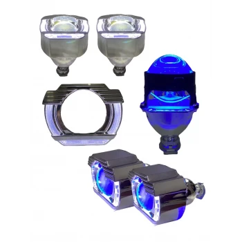 2.5 İNÇ KESİK U Bİ-XENON MERCEK BEYAZ ANGEL + RGB ŞEYTAN GÖZ