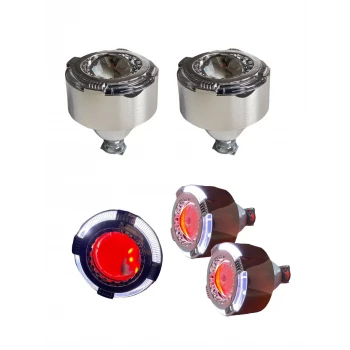 2.5 İNÇ KESİK YUVARLAK Bİ-XENON MERCEK BEYAZ ANGEL + KIRMIZI ŞEYTAN GÖZ