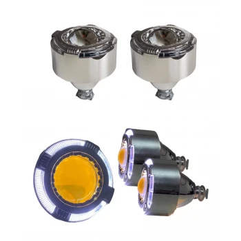 2.5 İNÇ KESİK YUVARLAK Bİ-XENON MERCEK BEYAZ ANGEL + TURUNCU ŞEYTAN GÖZ