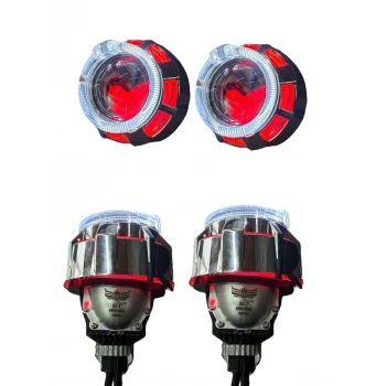 2 İNÇ Bİ LED PROJECTÖR MERCEK C15 KIRMIZI BEYAZ  YUVARLAK ANGEL KAPAK