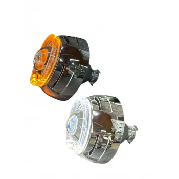 3 İNÇ Bİ XENON MERCEK + CY6 MODEL TURUNCU BEYAZ SİNYALLİ ANGELLİ KAPAK SET