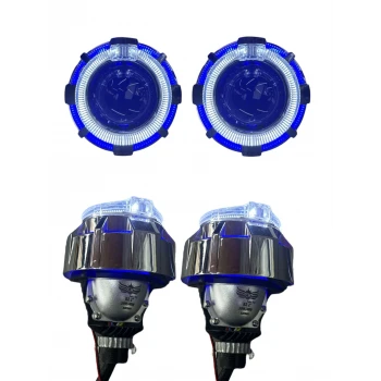 2 İNÇ Bİ LED PROJECTÖR MERCEK  C15 MAVİ BEYAZ  YUVARLAK ANGEL KAPAK