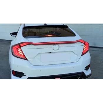 HONDA CIVIC FC5 2016-2021 HAREKETLI SINYALLI LED STOP VE SPOILER TAKIMI KIRMIZI