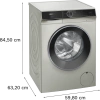 Siemens WG52K2ZXTR iQ500 Çamaşır Makinesi 10 kg maks. 1200 dev./dak., Gümüş