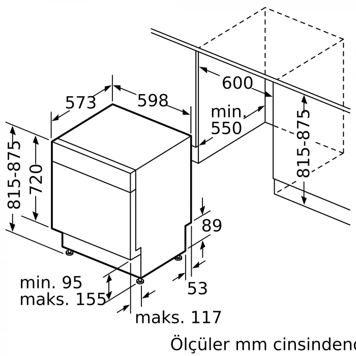 Siemens İQ500 SN45EB01NT 6 Programlı Bulaşık Makinesi