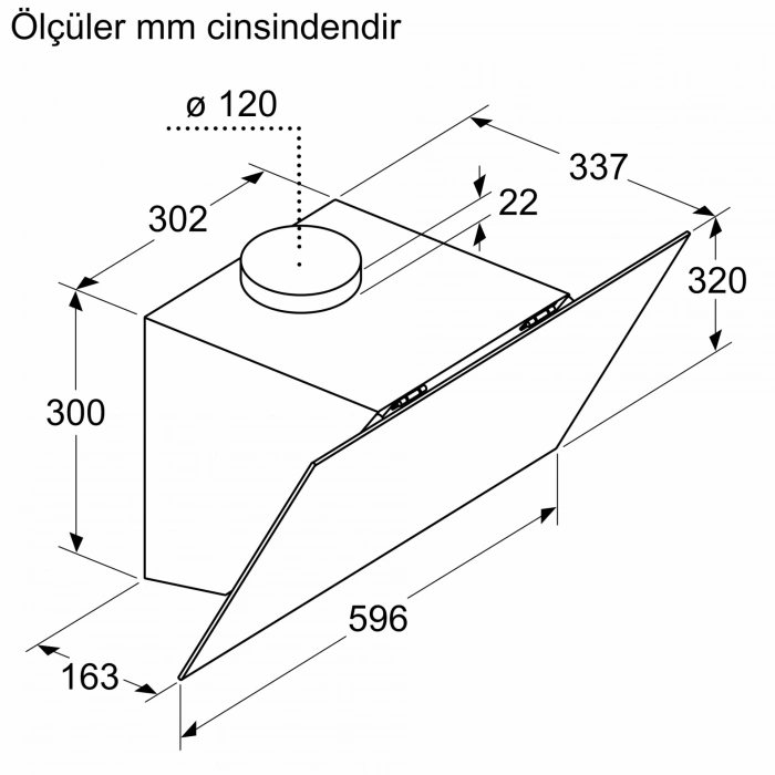Siemens LC64KPJ70T iQ100, Duvar tipi davlumbaz, eğimli cam tasarım, 60 cm, antrasit gri