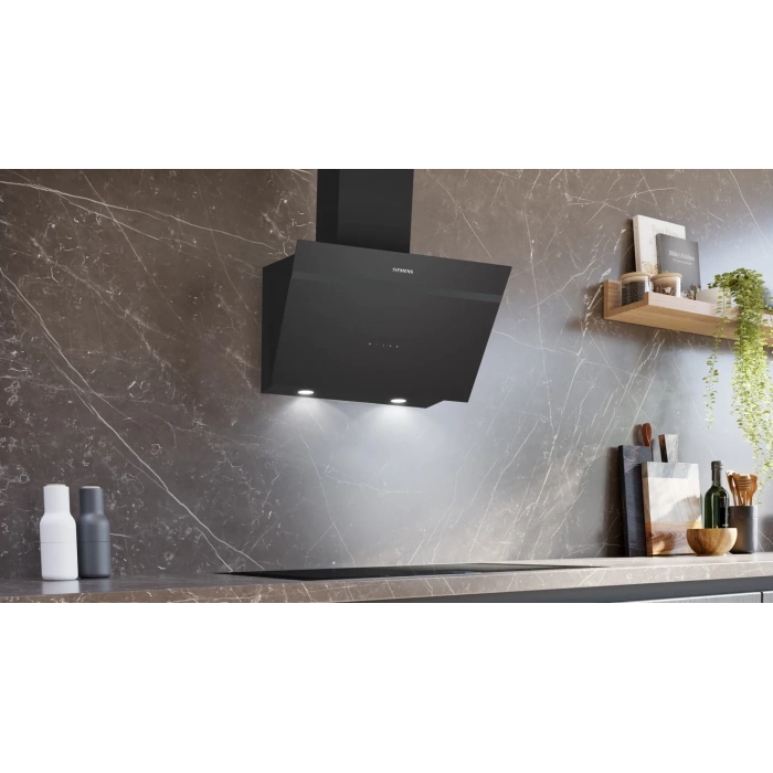 Siemens LC66KPJ60T iQ300 Duvar Tipi Davlumbaz 60 cm Siyah Cam