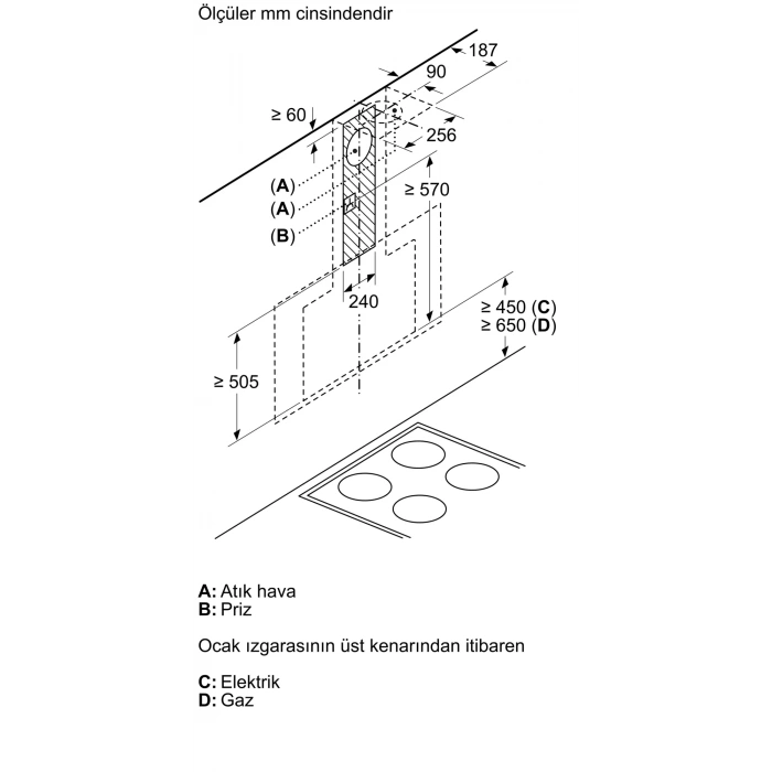 Siemens LC97FQP60 iQ500 Duvar Tipi Davlumbaz 90 cm Siyah Cam