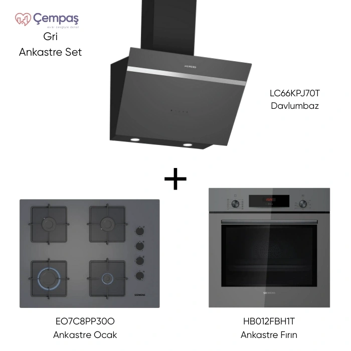 Siemens 3 Parça Ankastre Set Gri (LC66KPJ70T-EO7C8PP30O-HB012FBH1T)