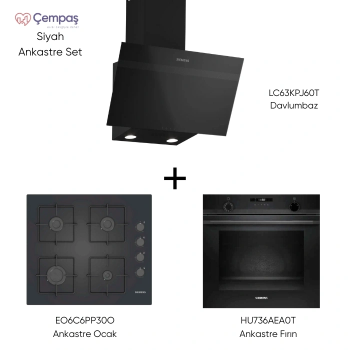 Siemens 3 Parça Ankastre Set Siyah (LC63KPJ60T-EO6C6PP30O-HU736AEA0T)