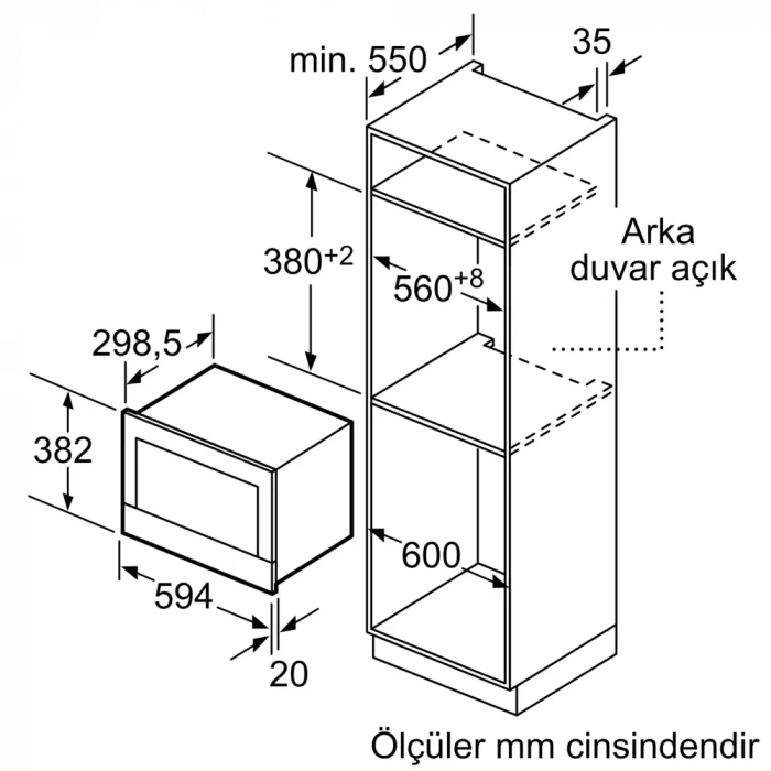 Siemens BE634LGS1 21 Lt. Siyah Ankastre Mikrodalga Fırın
