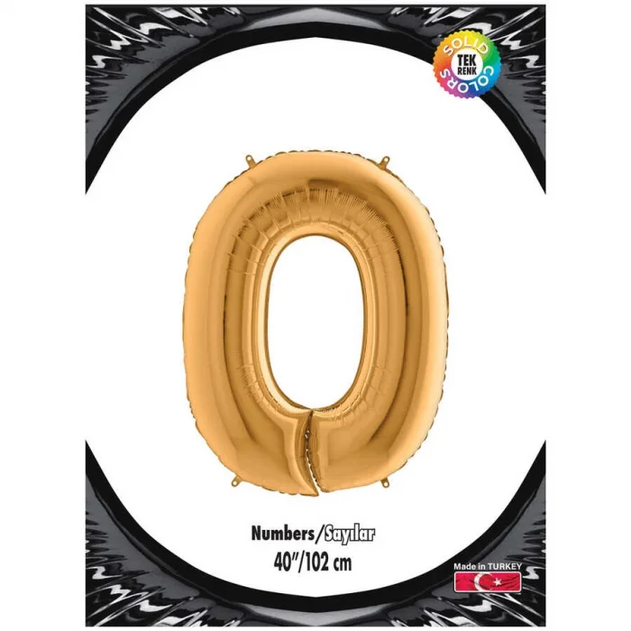 0 Rakam Altın Folyo Balon 40