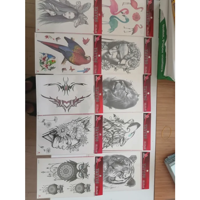 10 Adet Yapıştırma Dövme Büyük Boy 20x15 cm
