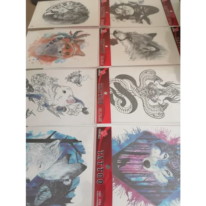 10 Adet Yapıştırma Dövme Büyük Boy 20x15 cm