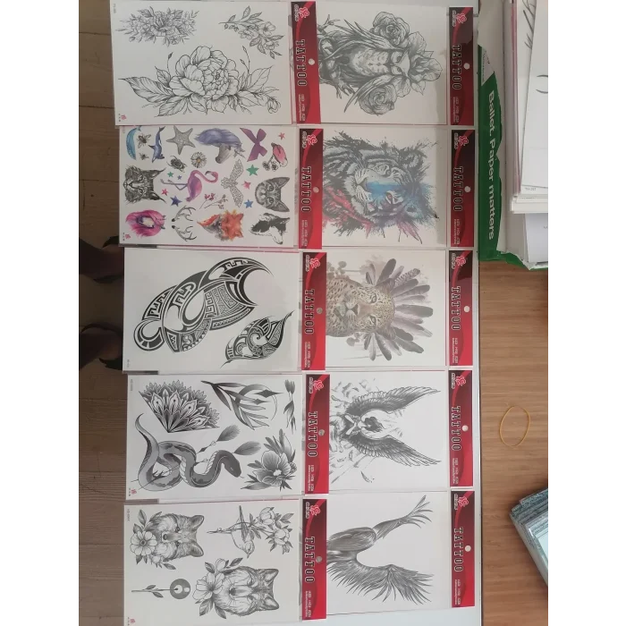 10 Adet Yapıştırma Dövme Büyük Boy 20x15 cm
