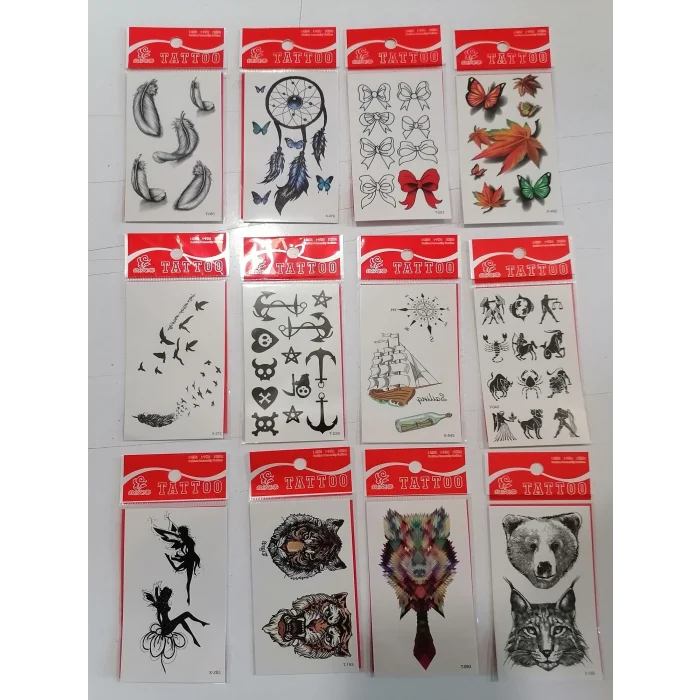 12 Adet Birden Minimal Yapıştırma Dövme Model 12