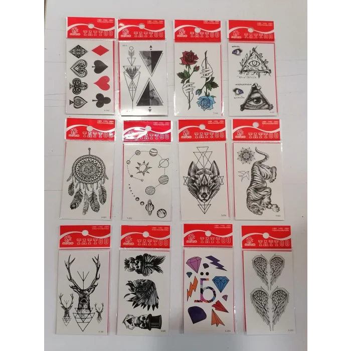 12 Adet Birden Minimal Yapıştırma Dövme Model 4