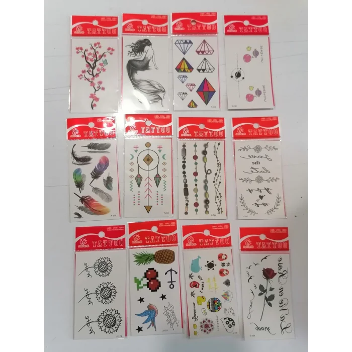 12 Adet Birden Minimal Yapıştırma Dövme Model 9