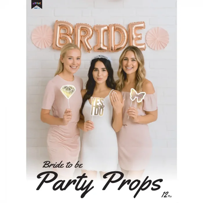 12 Parça Konuşma Balonu Party Set -Bride To Be Beyaz-