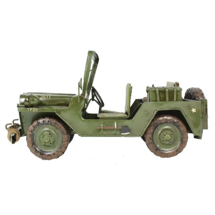 1952 Model Army Jeep Elyapımı Eskitilmiş Biblo 28cm