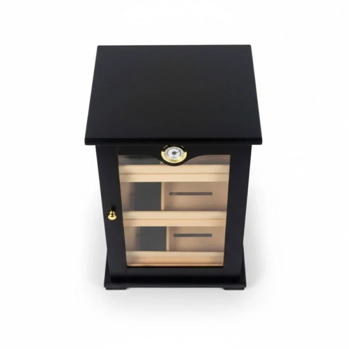 3 Raflı Puro Kutusu Humidor Kabinet Siyah 150s