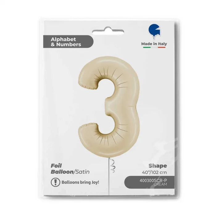 3 Rakam Grabo Satin Cream Folyo Balon 26