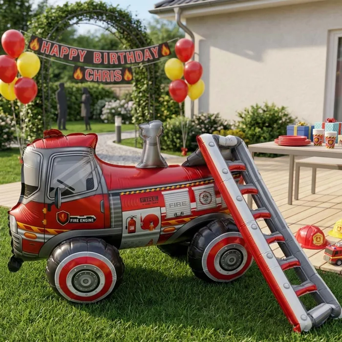 4D Merdivenli İtfaiye Arabası Şekilli Folyo Balon