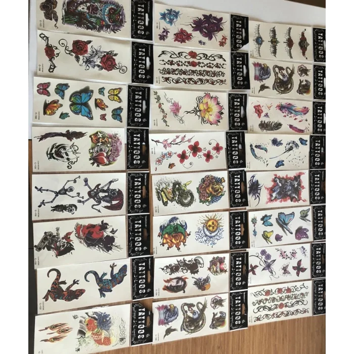 50 Adet Birden Sticker Yapıştırma Tattoo Dövme Seti Karışık Desen