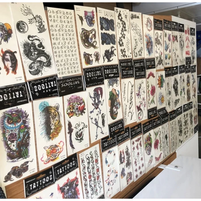 50 Adet Birden Sticker Yapıştırma Tattoo Dövme Seti Karışık Desen